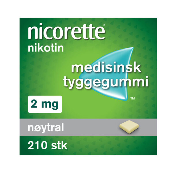 Nicorette tyggegummi med nøytral smak 2 mg 210 stk