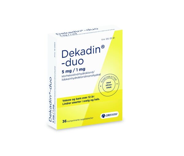 Dekadin-duo sugetablett 5 mg/1 mg 36 stk. Sitronsmak