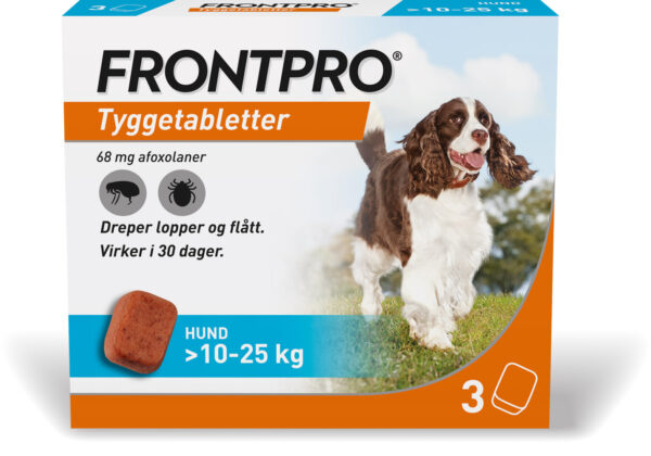 Frontpro flått tyggetablett til hund 10-25kg 68mg, 3 stk