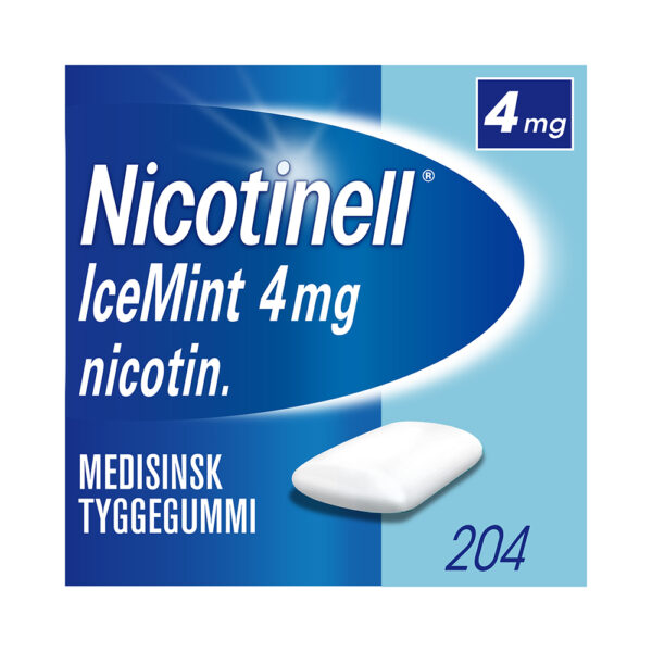 Nicotinell 4mg tyggis for røykeslutt Icemint 204 stk