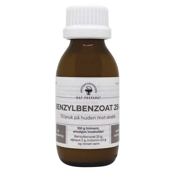 Benzylbenzoat NAF liniment, emulsjon 25% 100 ml