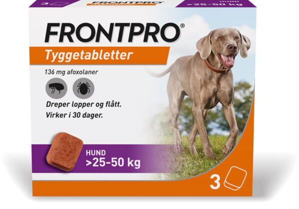 Frontpro flått tyggetablett til hund 25-50kg 136mg, 3 stk