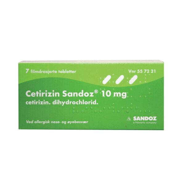 Cetirizin Sandoz tabletter 10 mg 7 stk