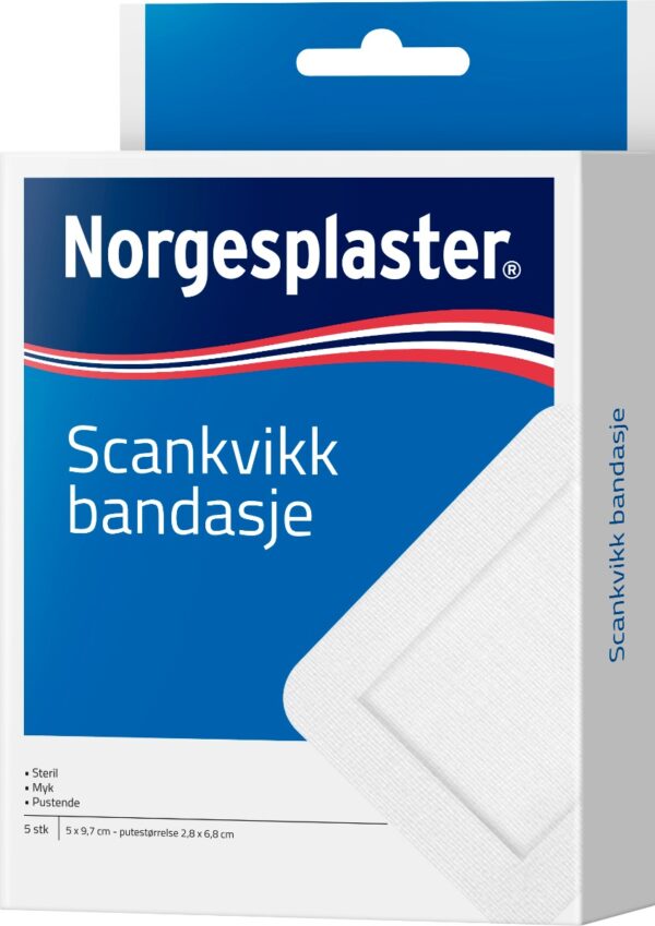 NP Scankvikk Bandasje sterile, hvit, 5x9,7cm