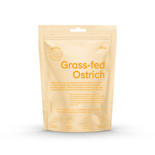 Buddy Grass-fed Ostrich godbiter til hund 200g