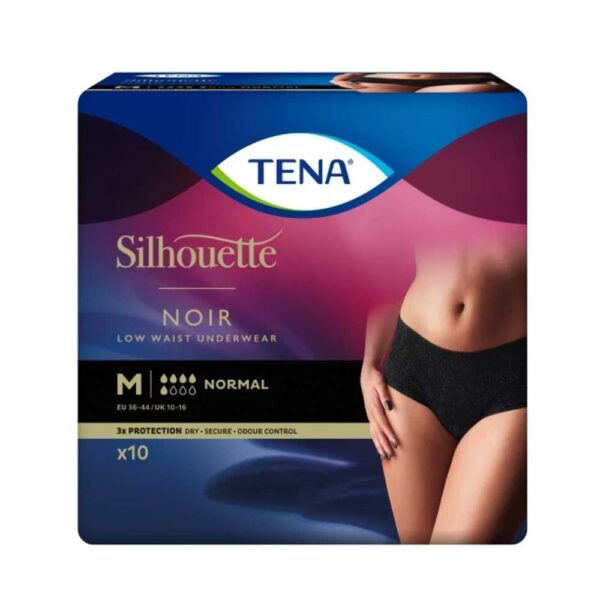 TENA Silhouette Normal Low Waist Sort, buksebleie, M, 10 stk